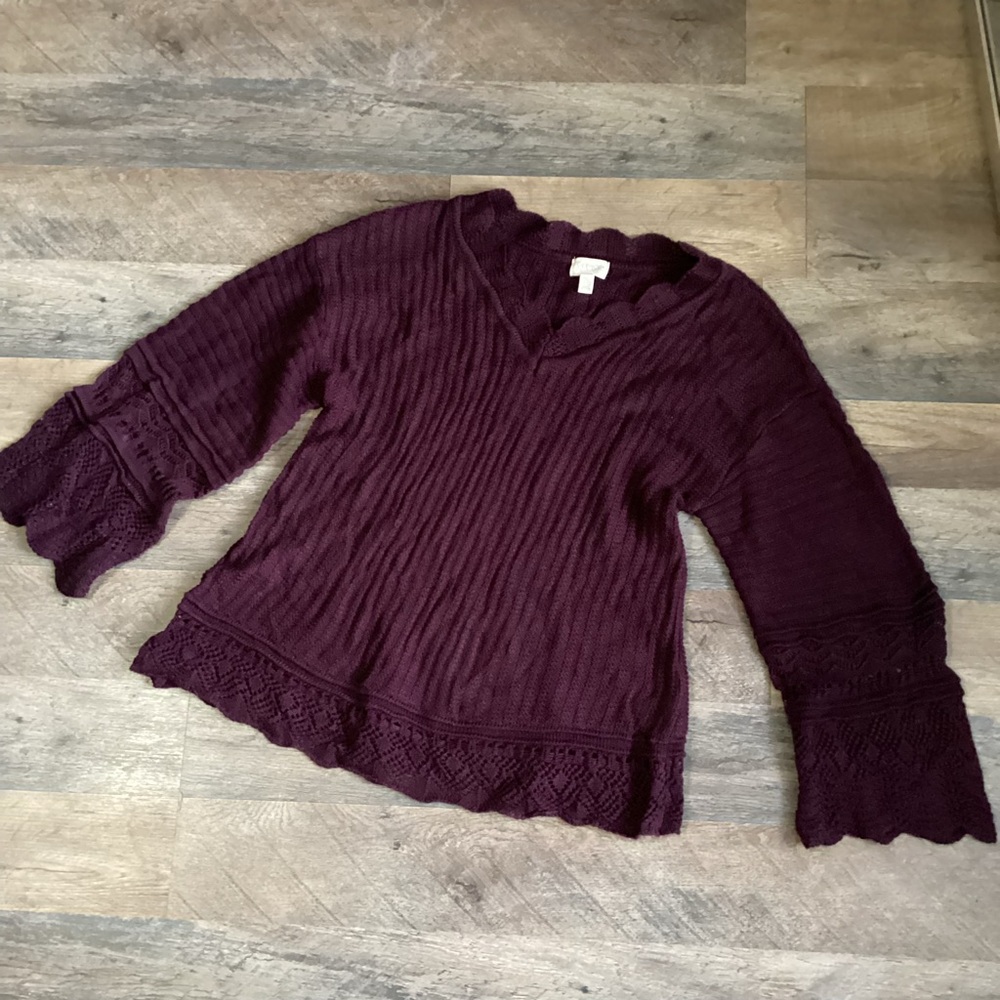 Greige Knit Sweater with Bell Sleeves